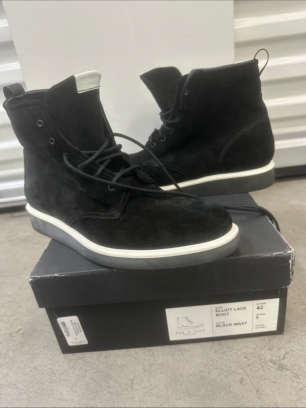 rag & bone Black Suede Chukka Boots with White Welt
